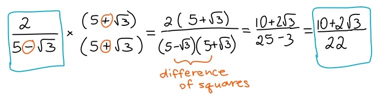 rationalizing denominator conjugate pair